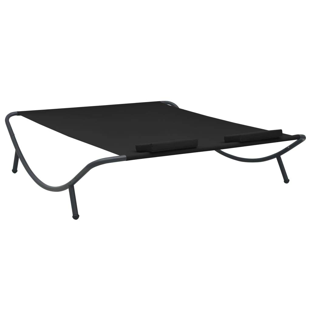 vidaXL Chaise Longue d'extérieur Tissu Noir