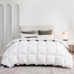 Uniency Couette 220×240 4 Saisons Chaude 100% Coton Couette en Duvet et Plume 240×220 Couette 2 Personne Édredon Couverture Naturelle et Confortable|Blanc|Poids de Remplissage : 2100 g