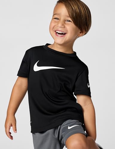Nike Conjunto de 2 peças para meninos Dri-fit Swoosh camiseta e shorts de malha, Cinza escuro, 4 Ano