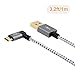 CableCreation [2-Pack 3.2 feet Right Angle Micro USB 2.0 Braided Cable, 90 Degree Vertical Right USB 2.0 A Male to Micro USB Male with Aluminium Case,1 Meter, Space Gray