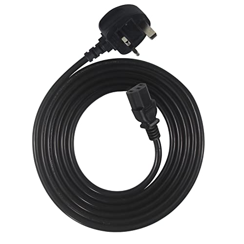 KC cable UK Computer Power Cable, 5m Replacement AC Power Cord, 13A 250V BS 1363 to C13 Kettle Lead/UK Power Cord, Power Supply Cable, TV/Monitor Power Cable,black - Image 8