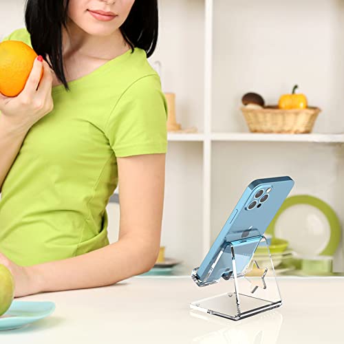 Image of Crpich Acrylic Cell Phone Stand, Portable Phone Holder, Phone Stand for Desk, Compatible with Phone16 15 14 13 12 Pro Max Mini 11 SE, Android Smartphone, Desk Accessories