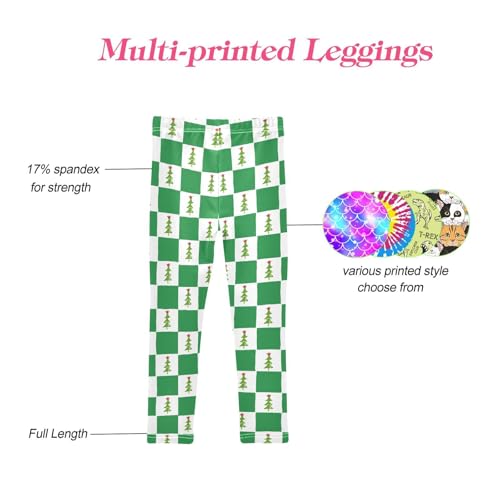 CaTaKu Girls Leggings Checkerboard Christmas Tree Leggings for Girls Kids Athletic Workout Yoga Pants Size 4-10T4