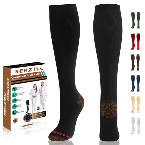 NEWZILL Copper Compression Dress Socks (15-20mmHg) for Men & Women,