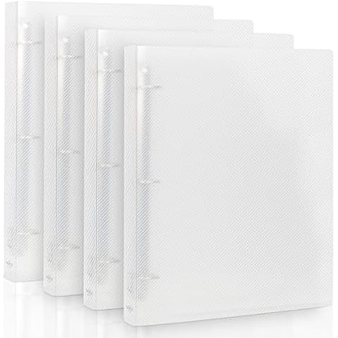 NatureTouch 3 Ring Binder, 1.5 Inch Binder Organizer Holds 8.5'' x 11'' Paper, Large Clear View Binder D Ring, 4 Pack, Transparency Cover