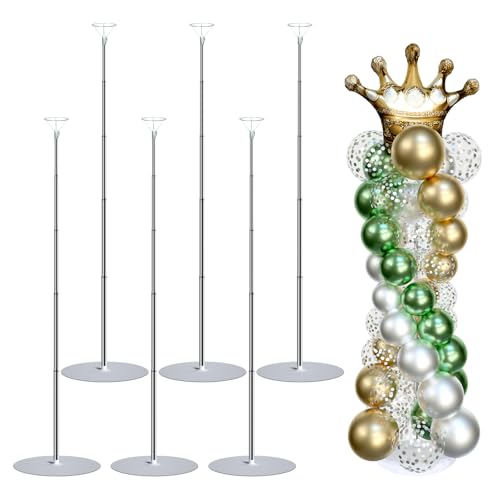 Image of Balloon Arch Kit Balloon stand - Set of 6 Adjustable 7 Feet Balloon Arch Stands with Bases for Floor, Tall Balloon Tower Pillar Assembly Kit for Birthday, Party Decorations