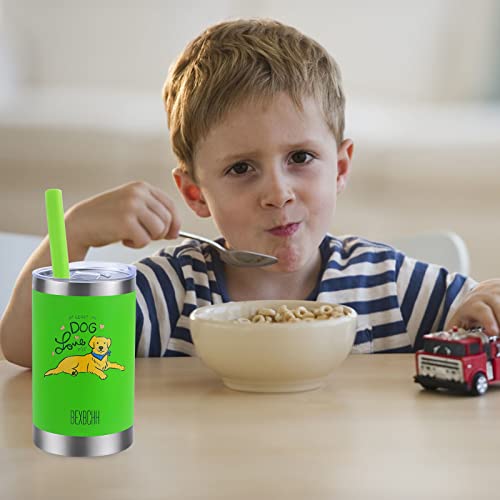 Bexbchh Kids Straw Cups With Lid - 12Oz Vacuum Stainless Steel Insulated Tumbler For Kids - Bpa Free Smoothie Drinking Cup With Leak Proof Lid - Spill Proof Sippy Cups With Straw(Golden Retriever) #TOP6