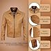 III-Fashions Camel Dressy Distressed Lambskin Leather Jacket Men – Vintage Shirt Style Collar Real Leather Motorcycle Coat | Wick, XL