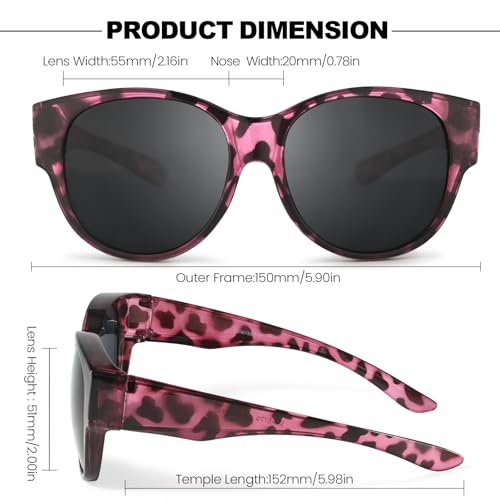 Image of Trysee Polarized Fit Over Sunglasses for Women, Trendy Oversized Wear Over Glasses Shades UV400 Protection TS5779