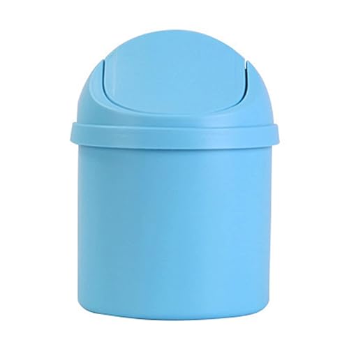 Miniatura 1 de Papelera pequeña, mini papelera de escritorio de polipropileno compacto con diseño de tapa para el hogar, cocina, escritorio, dormitorio (azul)