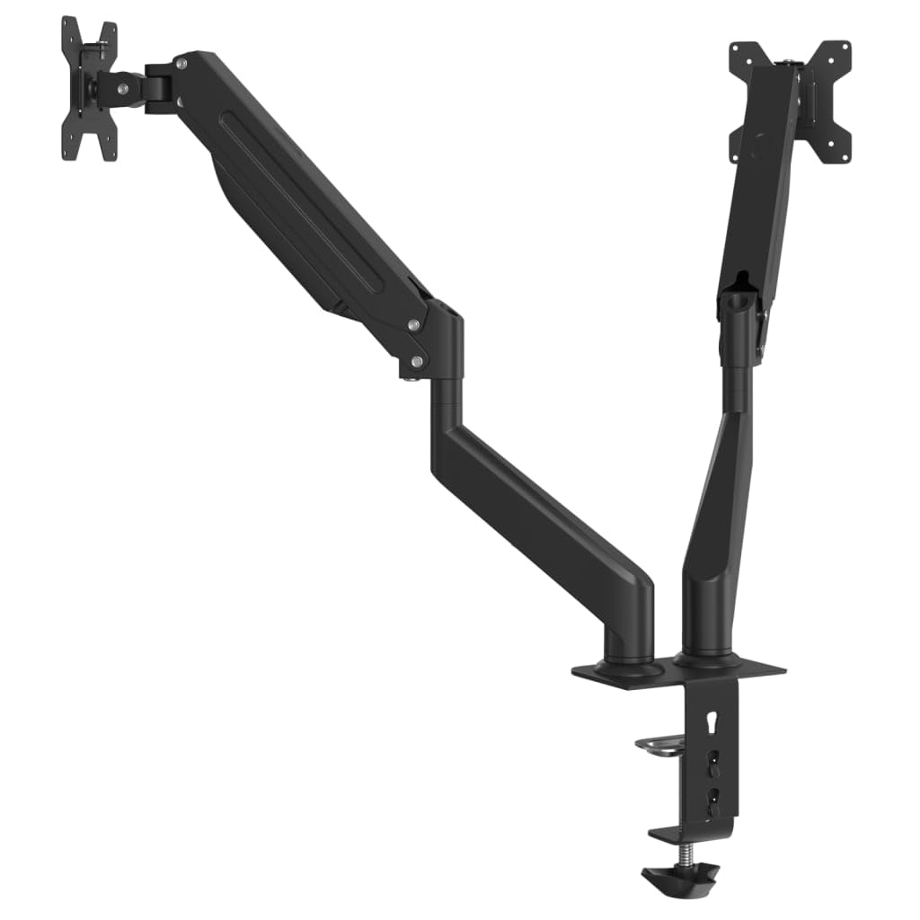 Braccio doppio monitor per schermi da 27 pollici con molla a gas, regolabile in altezza, orientabile, inclinabile, girevole, estensibile, universale, compatibile con VESA, supporto stabile in