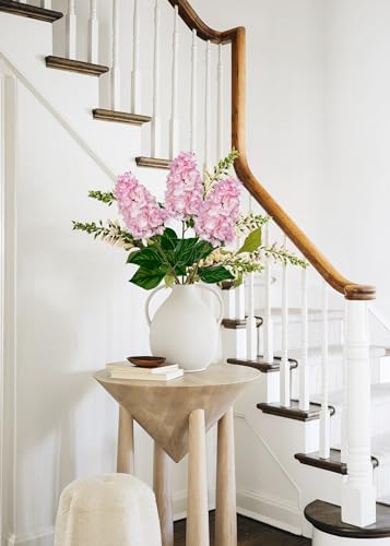 3PCS Fake Flowers Hydrangea Artificial Flowers 28" Long Stem Pink Faux Flowers for Vase, Real Touch Silk Flowers Décor for Floral Arrangement Home Farmhouse Office Hotel Decoration - Image 5