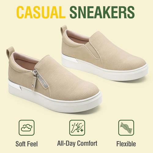 Image of Jeossy Women's Slip On Shoes Casual Fashion Sneakers 8010 Arch Support Loafers for Women with Zipper
