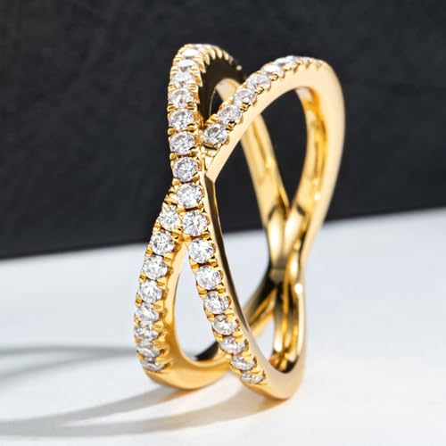 Moissanite Wedding Band 5 Stone/12 Stone 3MM D Color VVS1 Clarity Rope Twisted/Open Crossover/Half/Eternity Band 14K Gold Platin Anniversary Rings Promise Rings for Mom Wife Jewelry2