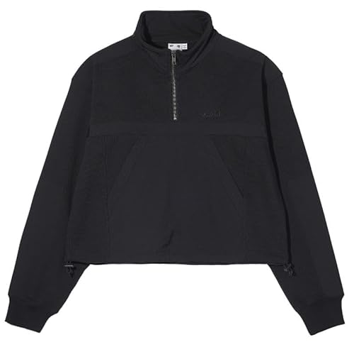 [GbNXK[] g[i[ WOVEN MIX HALF ZIP TOP fB[X BLACK