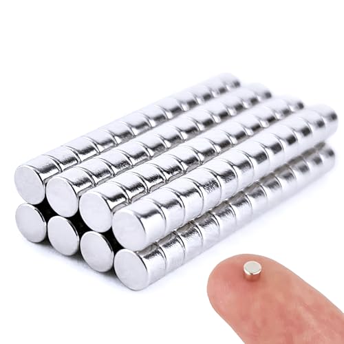 PACKIVO 100 unidades de 3 x 2 mm pequeños redondos mini imanes de neodimio fuertes para frigorífico, hobby, artesanía, oficina, impresión 3D, pizarra blanca, fotos, bricolaje