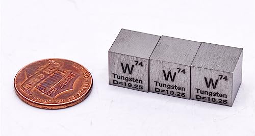 Image of 0.39 inch 10mm Tungsten Wolfram Metal Cube W up to 99.9% Pure Periodic Table Element Engraved Density Collection Science Education Display Block Cube + Acrylic Case Box - 1PC