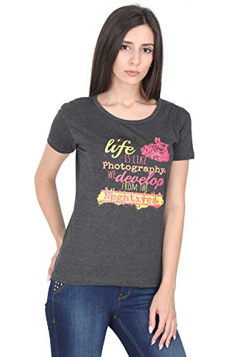 Image of FLEXIMAA Women's Cotton Printed Round Neck Half Sleeve T-Shirt