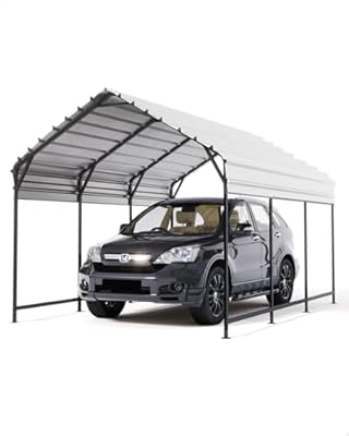 GarveeLife Metal Carport 10'x16'x10' Heavy Duty, 27 Gauge Steel Roof and 16 Gauge Reinforced Frame, Permanent Shed for Sedans, SUVs, Boats, Trucks, and Tractors, N.W. 400 lbs