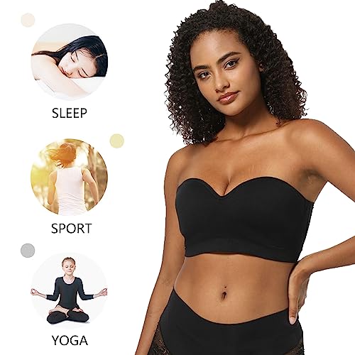 Kkp Women's Seamless Underwire Strapless Convertible Bralette Bra With Invisible Straps Bra Brassiere Black #TOP2