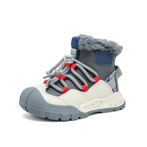 Kids Winter High-Top Sneakers, Pink Plush-Lined, Non-Slip Rubber Sole, Easy Hook and Loop2