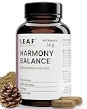LEAF HARMONY BALANCE Kapseln Frauen – Zyklus, PMS & Meno Komplex Wechseljahre mit Ashwagandha, Pinienrinde, Ginkgo & Vitamin B6 zur Regulierung der Hormontätigkeit - 60 vegane Kapseln, made in Germany