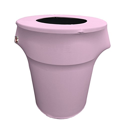 LA Linen Stretch Spandex Trash Can Cover 55-Gallon Round,Lilac, Microfiber Polyester, 73.66 x 91.44 x 0.05 cm