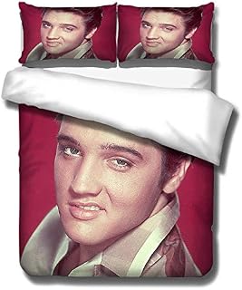 PTNQAZ 3D Printed Elvis Presley Bedding Set Comfortable Duvet Cover Set With Pillowcases Bed Set Bed Linen Bedclothes Home Textile (Single,2)