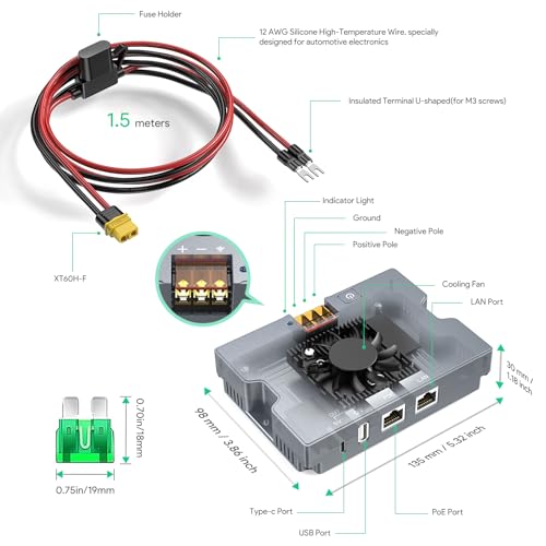 Image of 350W PoE Injector, 9-36V to 52V 6A Output - XT60 Cable Included | For Starlink Standard 4 / 4X / Gen 3 /Enterprise /Performance Gen 3 - USB-A 12V /1.5A & Type-C 5V /3A - Smart Cooling Aluminum Case