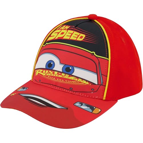 Disney Boys' Baseball Hat, Lightning McQueen Adjustable Cap for Toddler 2-4 Or Kids Ages 4-7, Yellow/Red, 2-4 Years