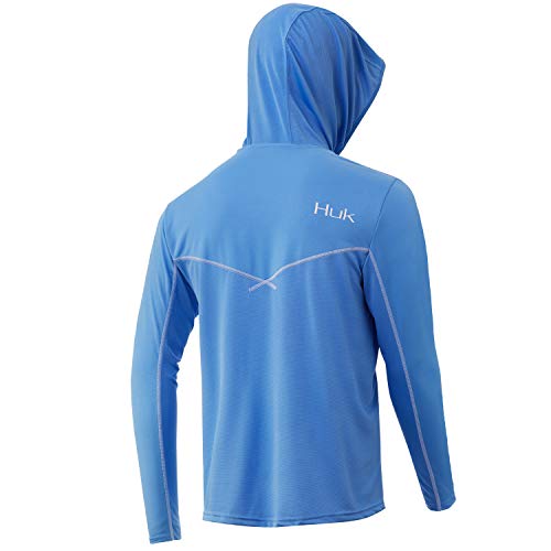 Huk Men's Icon X Hoodie | Fishing Shirt With +50 Upf Sun Protection, Carolina Blue, Large #TOP1