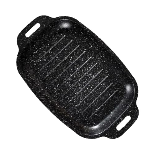 OSALADI Poêle à Griller Résistante aux Hautes Températures en Fer Noir Rectangulaire Grosse Capacité Prévention Améliorée des Éclaboussures pour Griller et Cuire la Viande Poisson