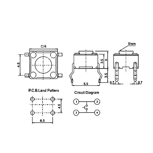 Micro interrupteur tactile 6x6mm réactif bouton poussoir 12V pour circuits - 4
