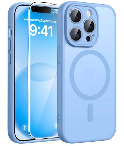 Image of FNTCASE for iPhone 13 Pro Case: [Compatible with Magsafe] Translucent Matte Cases with [Full Camera Protection] [Screen Protector] Military Grade Shockproof Protective Phone Cover - Light Blue