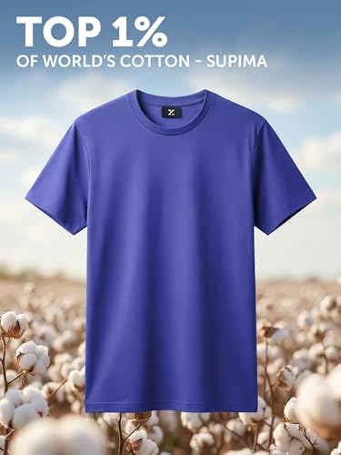 Image of XYXX Men's Iconique Solid Supima Cotton Slim Fit T-Shirt | Super Soft Half Sleeve Tshirts with Superior Colour Retention