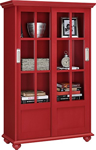 Ameriwood Home Aaron Lane Bookcase With Sliding Glass Doors, Red #TOP3