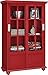 Ameriwood Home Aaron Lane Bookcase with Sliding Glass Doors, Red
