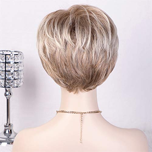 Perruque synthétique bob courte blonde frange cheveux ondulés femme