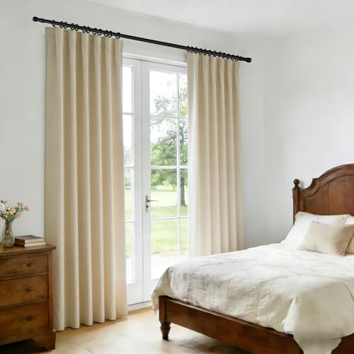 Image of Room Divider Blackout Curtain Track Curtains Wall Dividers Panels Screen for Living Rooms Bedroom Office Privacy Partition Separation, W52 x L84 Inch,1 Panel, Beige