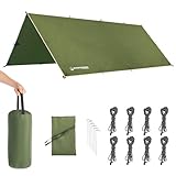 Top 26 Best Camping Tarp Review 2021 38 Camping Tarp for Tent or Hammock Rain Fly - 10 x 12 Tarp for Camping, Hiking, Backpacking or Portable Lightweight Survival Shelter, UV Protection and 3000mm Water Resistant by Wakeman Outdoors (Green)