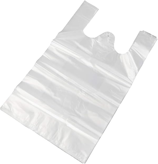 Transparent Grocery Bags Plastic Shopping Bags with Handles T Shirt Bags for Small Business Store Retail Restaurant (Clear(10.2 * 16.5in,100 pcs)) by Fimdeme - Used condition - Image 2