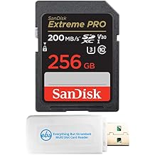 SanDisk SD Extreme Pro 256GB UHS-I Memory Card Compatible with Nikon Z6III, Z5II and Z50II Mirrorless Cameras SDSDXXD-256G-GN4IN Bundle with 1 Everything But Stromboli MicroSDXC & SD Card Reader