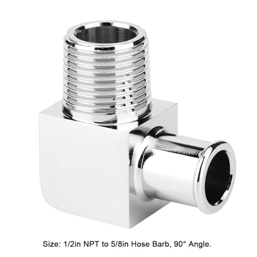 Universal Heater Hose Fitting, Aluminum Alloy Heater Hose 90 Degree Connector 1/2in NPT to 5/8in Hose Barb by Aramox - Image 3