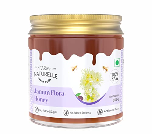Image of Farm Naturelle Jamun Flower Wild Forest Honey 300gm |100% Pure Honey| Raw & Unfiltered|Unprocessed|Lab Tested Honey In Glass Jar with Extra Spoon
