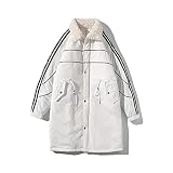 JOIBKD Men's Down Jacket, Mid-Length Down Jacket Men's Winter Loose Plus Velvet Thick Liner Lamb Woo