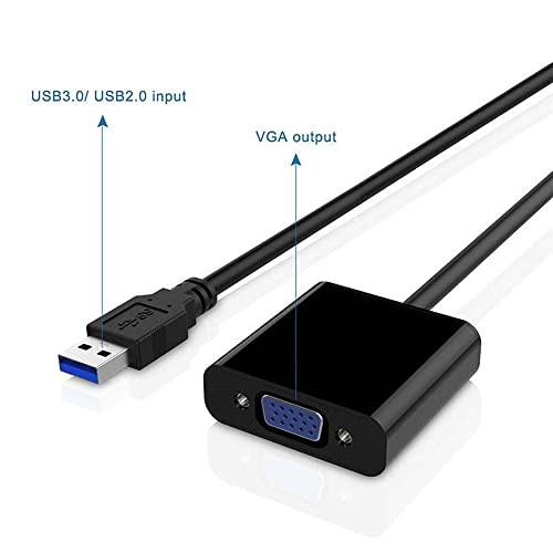 Bowong Usb 3.0 To Vga Adapter, Usb 3.0/2.0 To Vga 1080P Adapter (Male To Female), Multi Monitor External Video Graphic Card Cable Converter For Windows 10/8.1/8/7/Xp Built-In-Drivers #TOP5