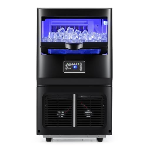 LIFEZEAL - Máquina de hielo comercial 25 kg/24 h, máquina de hielo de acero inoxidable autolimpiante, Ice Maker para casa, bar, restaurante, cafetería, oficina