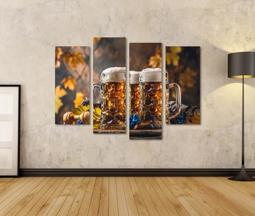 Tableau bière allemande mousseuse grand chope verre déco