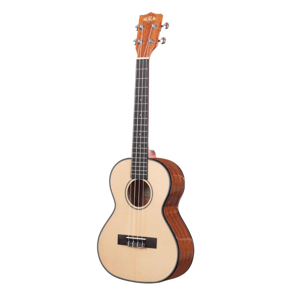 Kala Tenor Ukulele, Solid Spruce Top Mahogany, Bundle with Kala Klipz Tuner and Polishing Cloth - Blue - Image 4