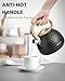 Hauce Radio Tea Kettle Stovetop,2.5QT Stainless Steel Whistling Teapot for Stove Top Aesthetic,Portable Water Kettles Camping with Anti-hot Silicone Handle,Suitable for All Heat Sources,Black